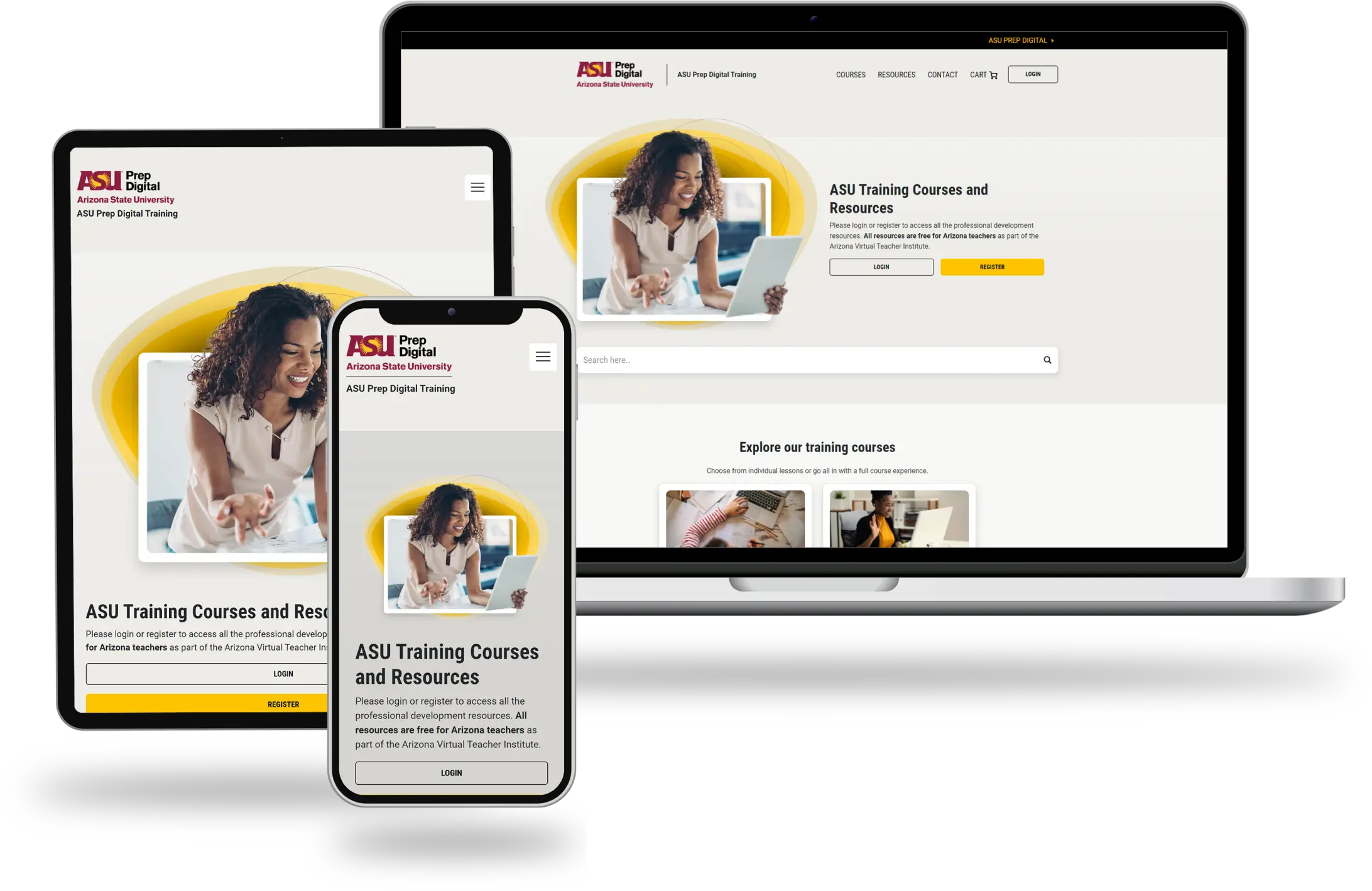 ASU Training Portal mockup